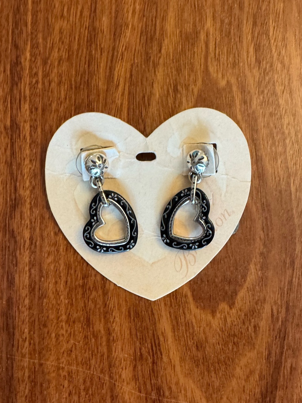 Brighton Silver/ Black Metro Heart Drop Earrings